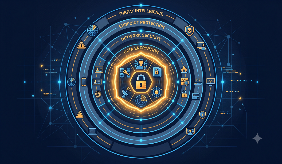 Five concentric security layers protecting your backup data